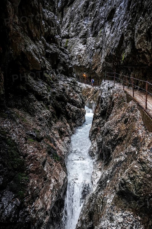 Hammersbach mountain stream in a gorge, Höllentalklamm, Höllental, Bavaria, Germany