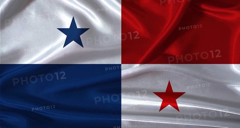 National flag of Panama with cloth texture. Panama flag with realistic texture background
