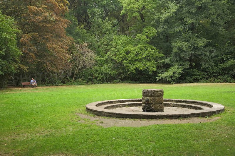 Selzerbrunnen built in 1939 on the edge of the forest, Nied, Frankfurt am Main, Hesse, Germany