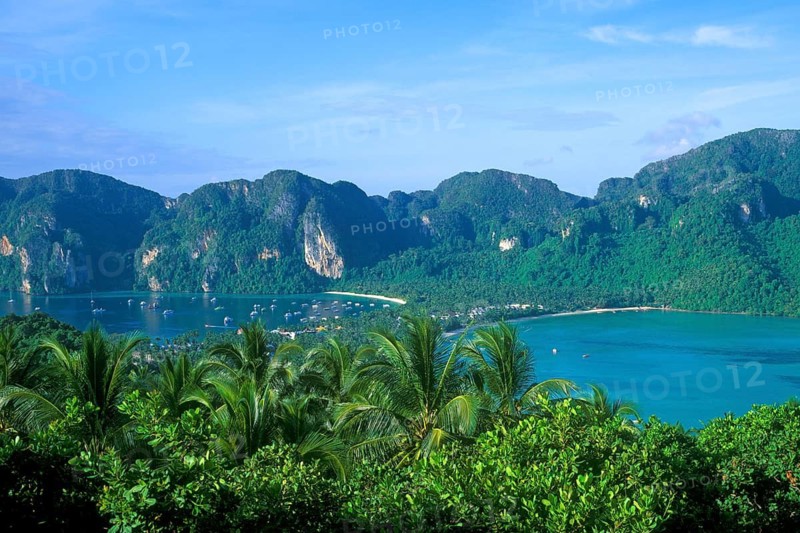 View of the island from the viewpoint one year in front of the tsunami, Ko Phi Phi Don, Thailand, December 2002, vintage, retro, old, historic