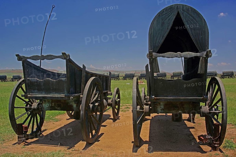 South Africa, Blood River, Ncome River, covered wagon