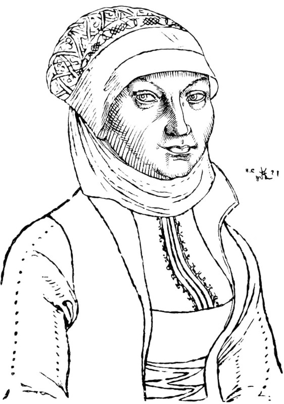 Katharina Luther, née vom Bora, after Lucas Cranach 1528, woman, portrait, smiling, friendly, historical illustration 1883