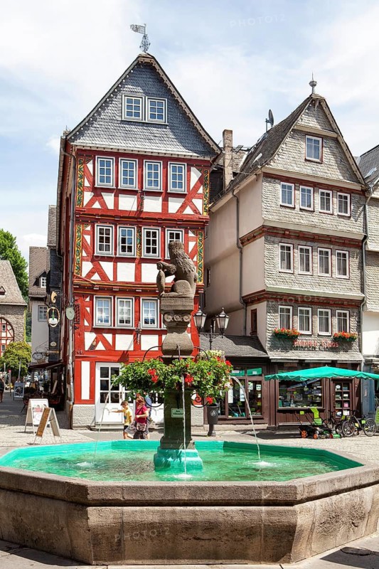 Buttermarkt butter market, historic old town of Herborn, Hesse, Germany, Europe, Buttermarkt, historische Altstadt von Herborn, Hessen, Deutschland, Europa