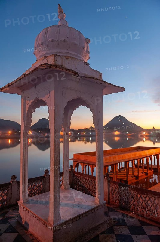 Chhatri, old town of Pushkar at the holy Pushkar Lake, Rajasthan, India