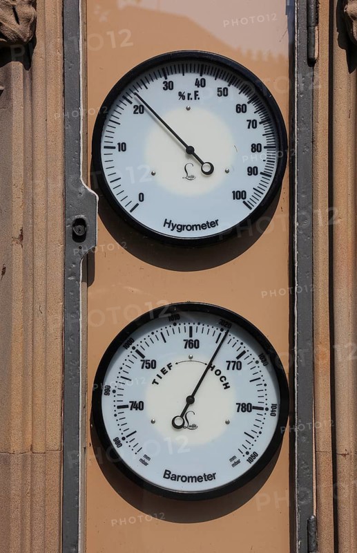 Weather station, hydrometer and barometer, Coburg, Upper Franconia, Bavaria, Germany