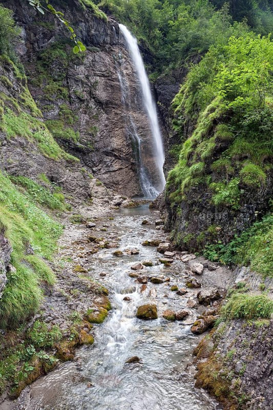 Waterfall, Stuibenfall, Oytal, near Oberstdorf, Allgäu Alps, Oberallgäu, Allgäu, Bavaria, Germany