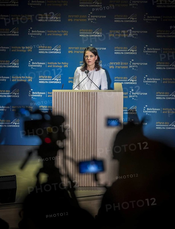 Annalena Bärbock (Alliance 90/The Greens), Federal Foreign Minister, photographed during her trip to Israel. Here taking part in the '21st Herzliya Conference, On the path of Strategic Surprises.