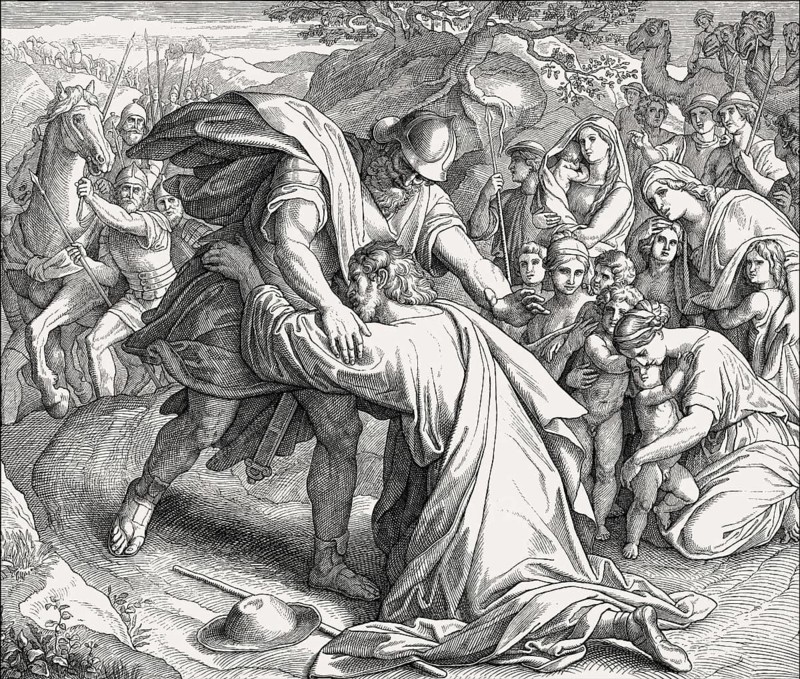 Jacob and Esau Reunited, Old Testament, by Julius Schnorr von Carolsfeld, 1860