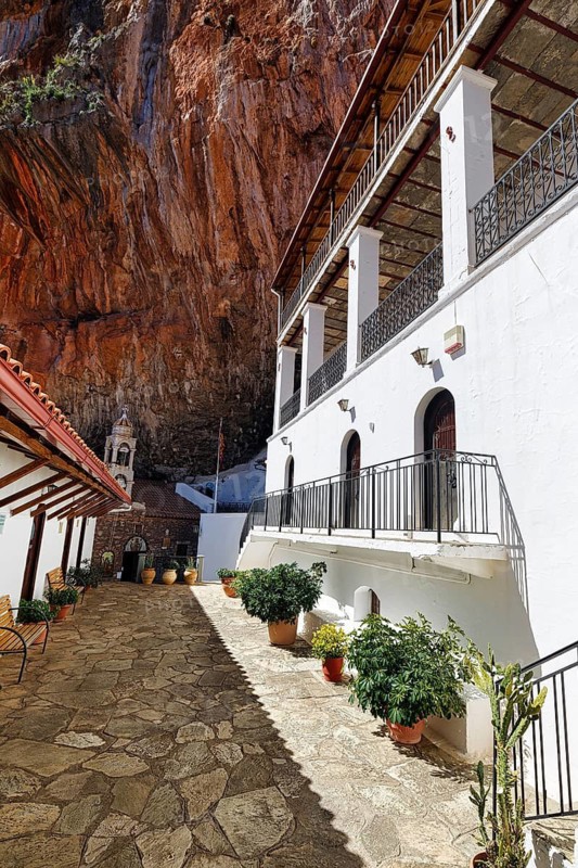 Greek Orthodox Monastery of Elona, Moni Elonis on the cliffs, Parnon Mountains, Arcadia, Peloponnese, Greece