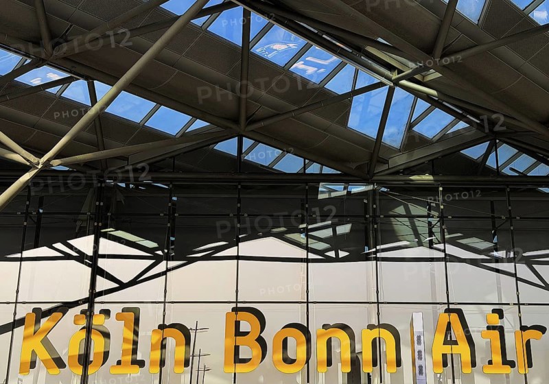 Terminal 2 with the letter Köln Bonn Air, Cologne Bonn Airport Konrad Adenauer, detail, Cologne, North Rhine-Westphalia, Germany