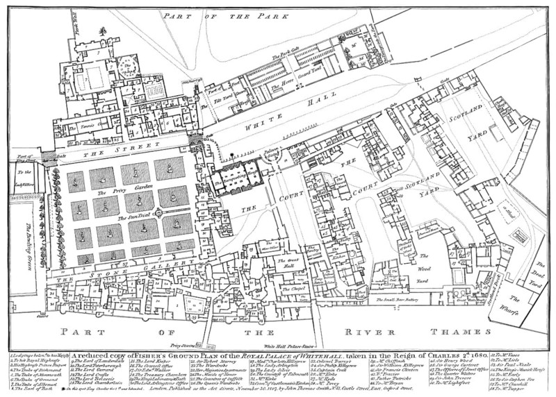 The palace of Whitehall, Westminster, London, England, 1680
