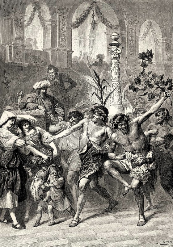 Pan and his attendants, Florentine carnival, Faust II, first act, by Johann Wolfgang von Goethe