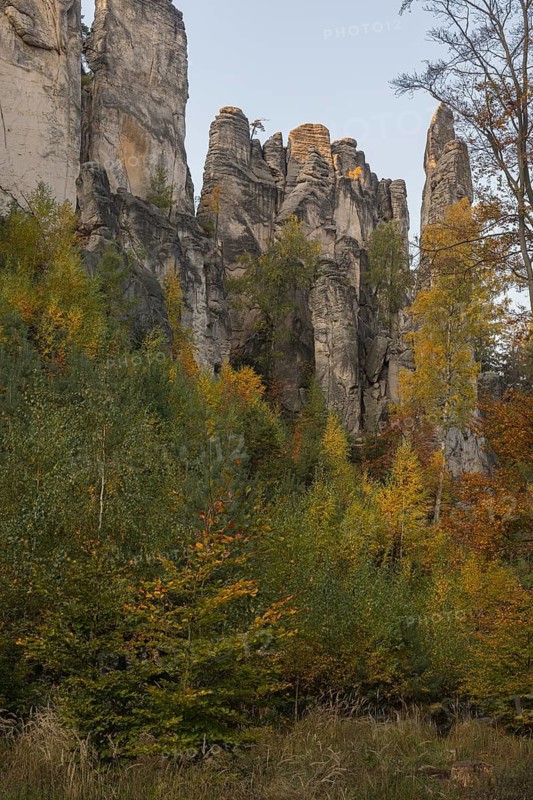 Fall foliage in the bohemian paradise. Prachov Rocks (Czech: Prachovské skály) are a rock formation in the Bohemian Paradise of the Czech Republic, close to the village of Prachov. Since 1933, they have been a protected natural reserve