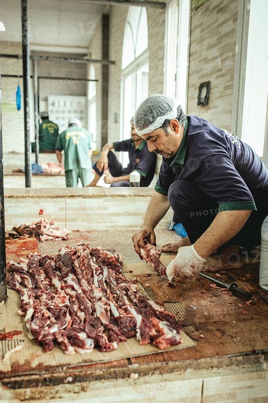 Market hall, section of camel butchers, Salalah, Dhofar, Oman