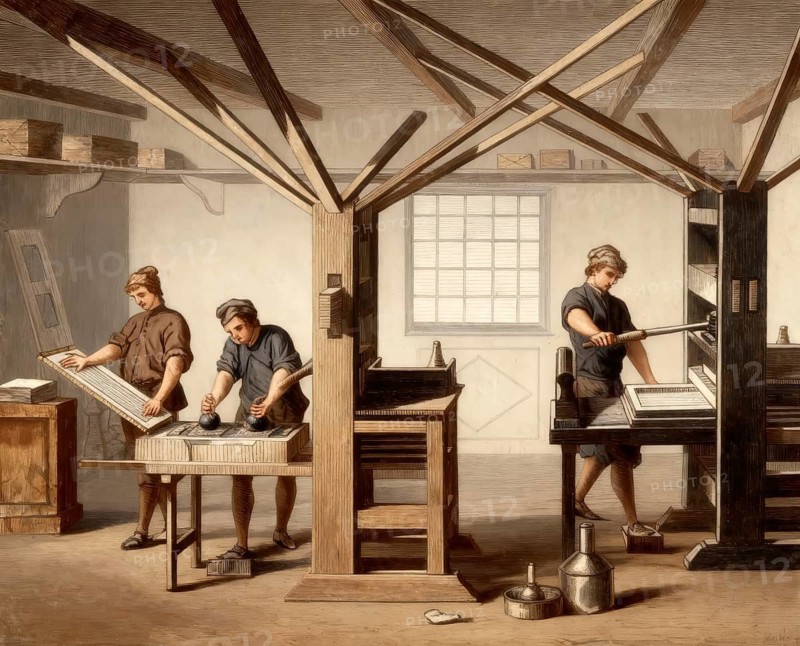 Historical illustration, letterpress printing, 18th Century