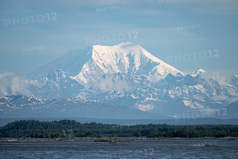 Mt Foraker, Talkeetna River off the Alaska Range, Denali National Park, Alaska, USA