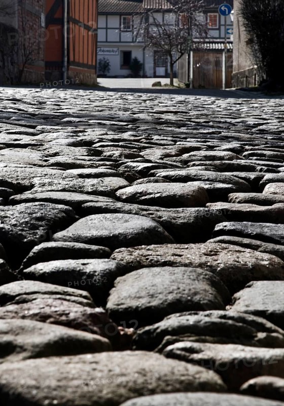 Cobblestones, Old Town, Wernigerode, Harz Mountains, Saxony-Anhalt, Germany