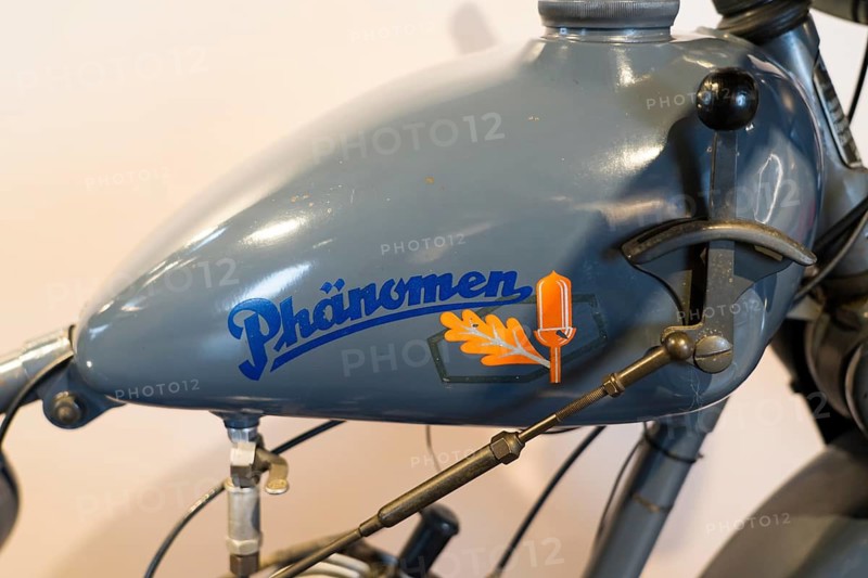 Lettering of a Phänomen Sachs 98 motorbike, PS.SPEICHER Museum, Einbeck, Lower Saxony, Germany