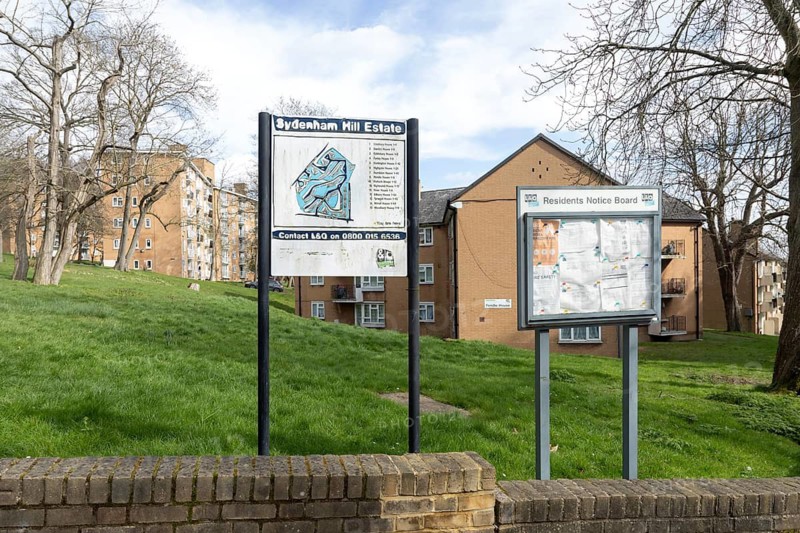 Residents Notice Board, map plan of Sydenham Hill Estate, Lewisham, London, SE26, England, UK