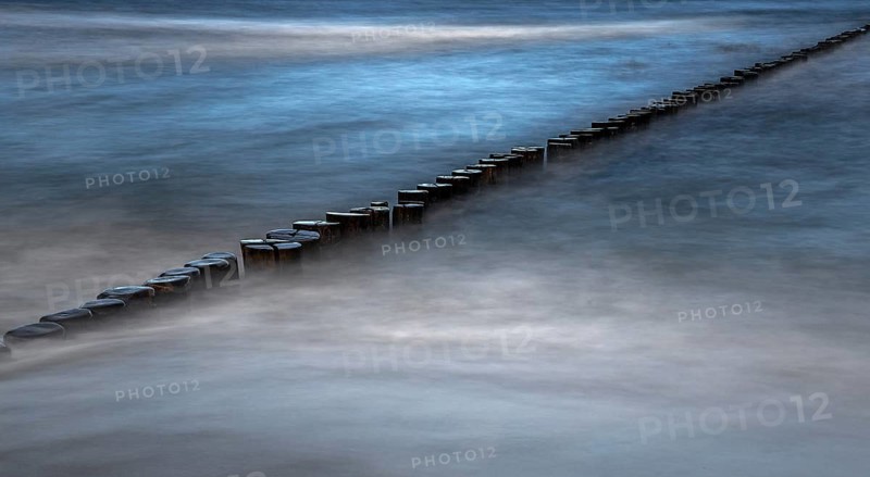 Grooves in the sea, long exposure, Zingst, Fischland-Darß-Zingst, Western Pomerania Lagoon Area National Park, Mecklenburg-Western Pomerania, Germany