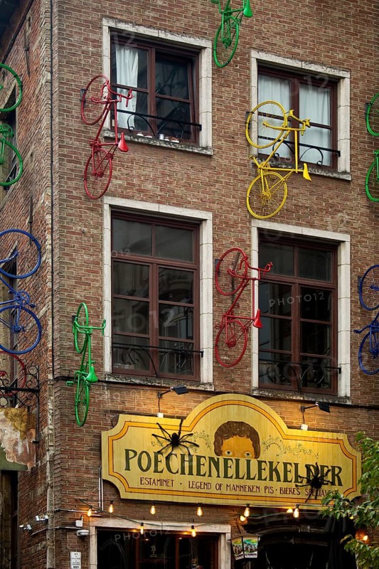 Exterior facade of the Poechenellekelder theatre puppet cellar, Brussels, Belgium