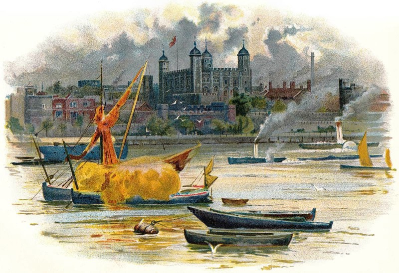 Tower of London, Great Britain, historical illustration from the 19th Century