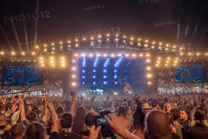 KOSTRZYN NAD ODRA, POLAND - AUGUST 2, 2018: Pol'and'Rock Festival fans in front of the stage