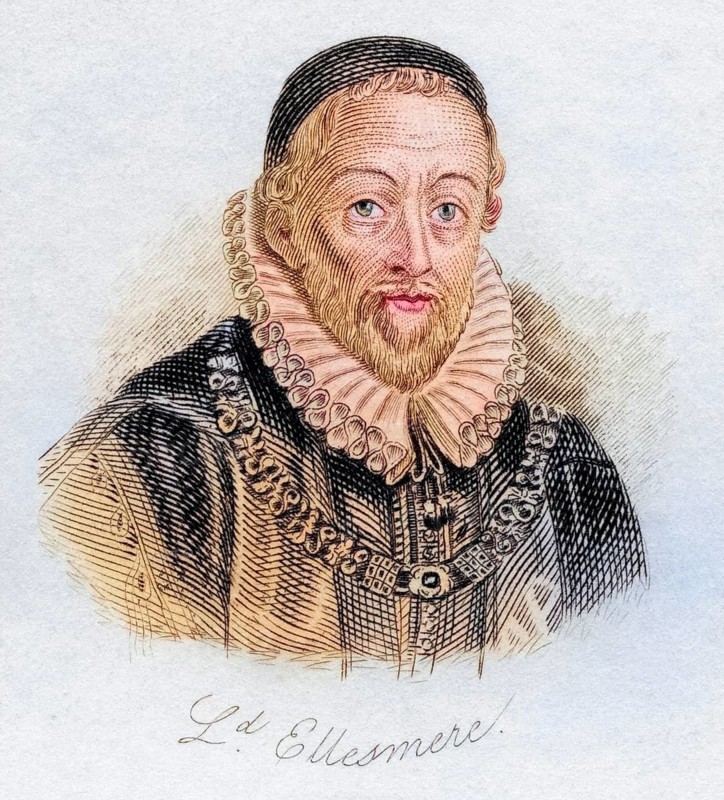 Thomas Egerton, 1st Viscount Brackley, Lord Ellesmere 1540, 1617, English nobleman, judge and statesman. From the book Crabbs Historical Dictionary published 1825, Historical, digitally restored reproduction from a 19th century original, Record date not stated