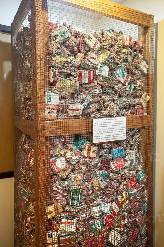St. Joseph, Missouri - The Glore Psychiatric Museum displays 108, 000 cigarette packs collected by a patient who believed that they could be redeemed for a new wheelchair. The museum documents the treatment of the mentally ill at the former State Lunatic Asylum No. 2 and elsewhere.