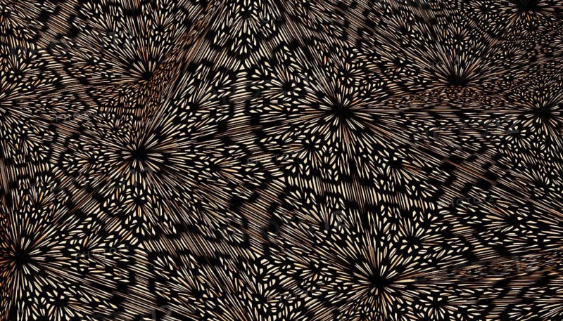 3D rendered, abstract, digital art background featuring a stunning golden starburst design that radiates from multiple points against a dark backdrop