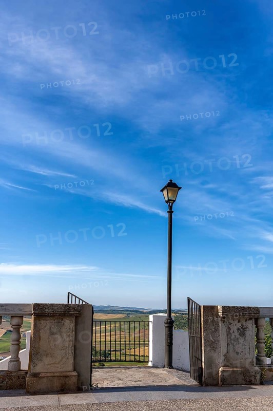 Candelabra in front of a blue sky, Vejer, Andalusia, Spain