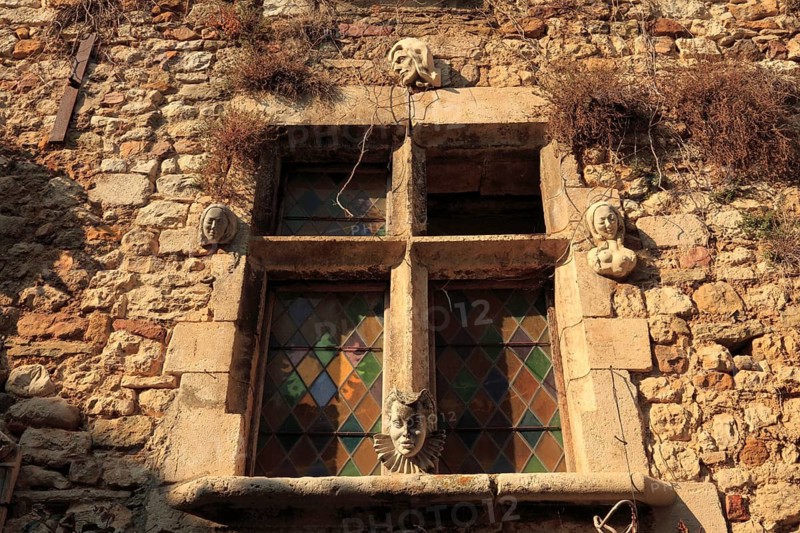 Window in the village of Aiguèze, Gard, Provence, France