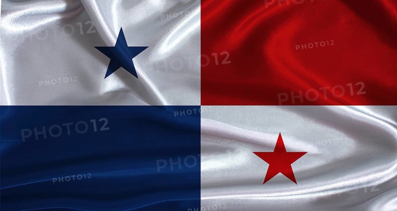 Panama flag with cloth textured background. National flag of Panama with realistic texture