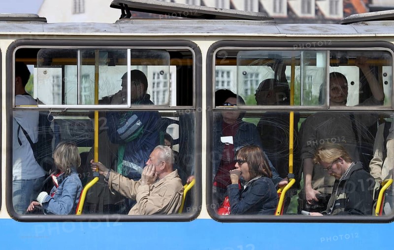 Wroclaw, POL, 30.04.2004 - Busy tram in Wroclaw, Poland, Poland
