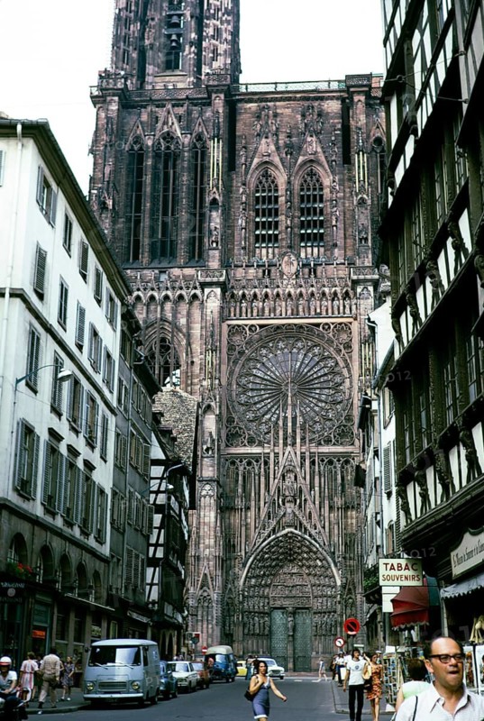 Cathedral of Our Lady of Strasbourg, Strasbourg, Alsace, France - Rayonnant Gothic architecture - 1974