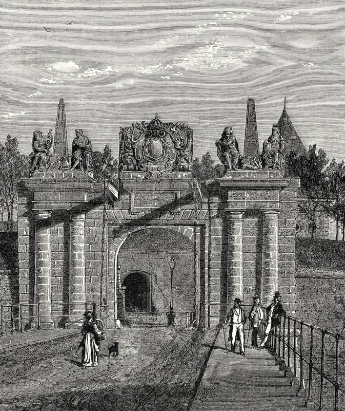 The gate of Saverne, La porte de Saverne, Kronenburger-Tor, Strasbourg, France, 19th century