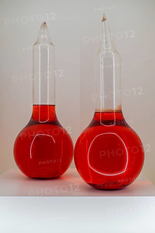 Antique fire grenades, vintage early 20th-century glass sphere fire extinguishers filled with carbon tetrachloride, CTC