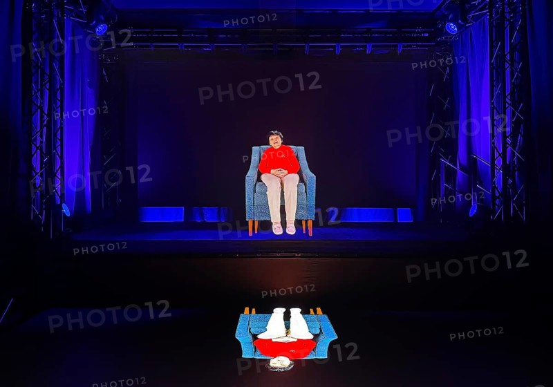 Hologram Theater Holo-Voices, communication with the eyewitness hologram by Inge Auerbacher, concentration camp survivors of the Holocaust, Zeche Zollverein, Essen, Germany