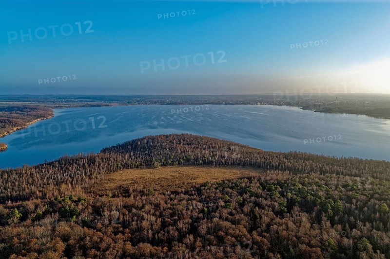 The Zierker See in the Mecklenburg Lake District. aerial view. Neustrelitz, Mecklenburg-Western Pomerania, Germany