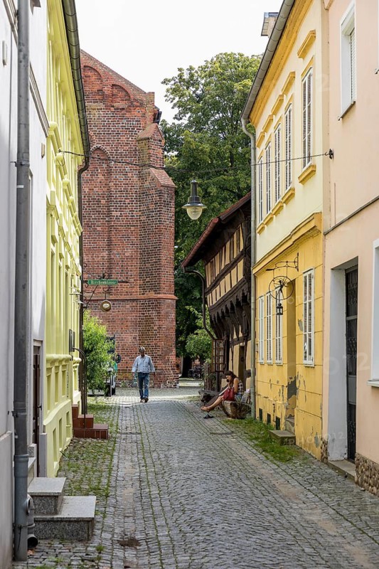 Oldest house in Beeskow at St Mary's Church, Brandenburg, Germany