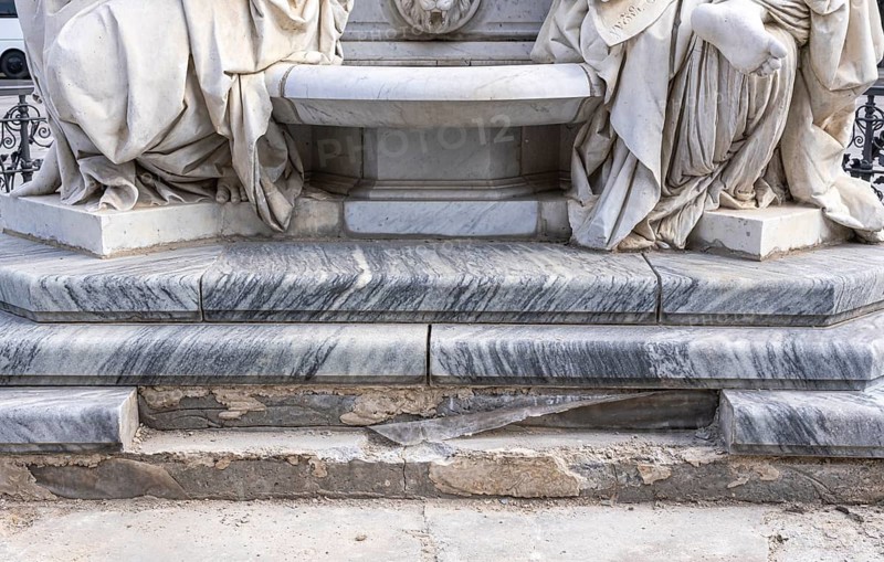 Repair of the marble base at the Schiller Memorial on the Gendarmenmarkt in Mitte, Berlin, Germany