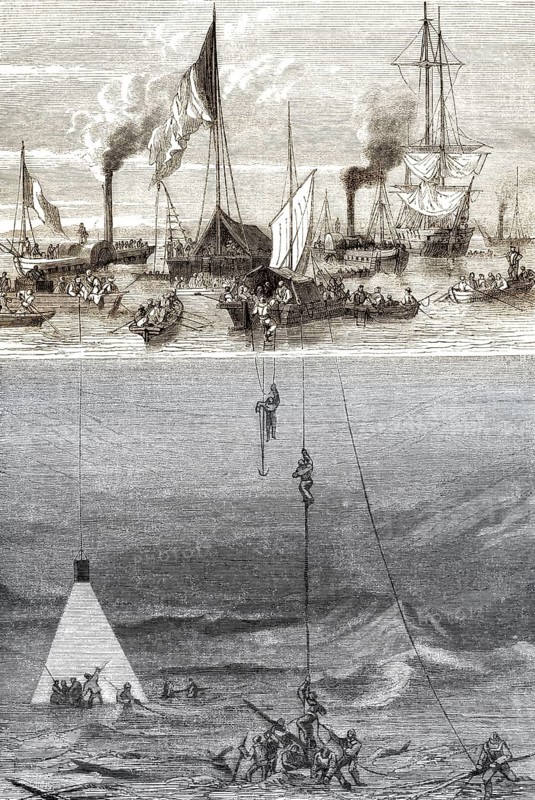 Suche nach dem versunkenen Schatz der Schlacht in der Bucht von Vigo, Ria von Vigo, Galicien, Spanien, 19.