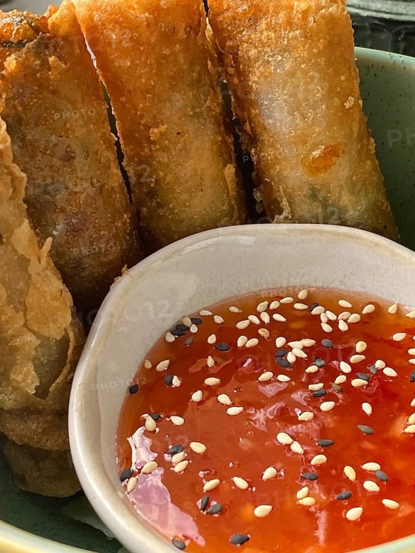 Asian dish, vegan, appetiser, deep-fried avocado sticks, panko, sesame, food, Stuttgart, Baden-Württemberg, Germany