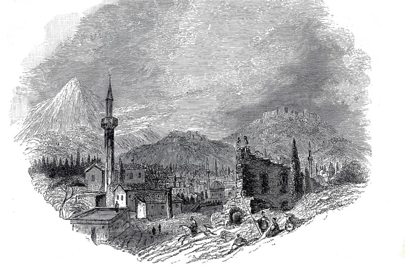 Ala-Schehr, also Ala-Sehir or Alasehir, is the historical name for the Turkish city of Philadelphia in Asia Minor, near Mount Sipylos, 1890, illustration, reproduction from a model from the 19th century. Authentic, file restored for optimal use, exact date of submission unknown, historical