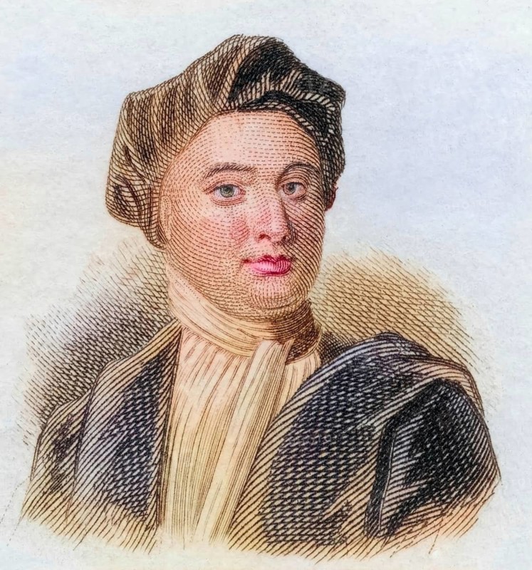 Elijah Fenton, 1683 To 1730, English writer, biographer and translator, coloured woodcut from Crabbe's Historical Dictionary from 1825, Historical, digital reproduction