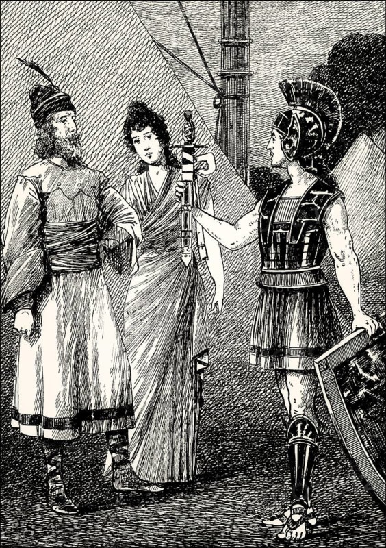 Orestes with Iphigenia and Thoas, scene from Iphigenia in Tauris, Johann Wolfgang von Goethe