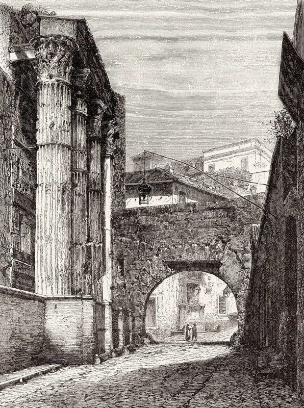 The Temple of Minerva, Forum of Nerva, Rome, Italy, 19th Century