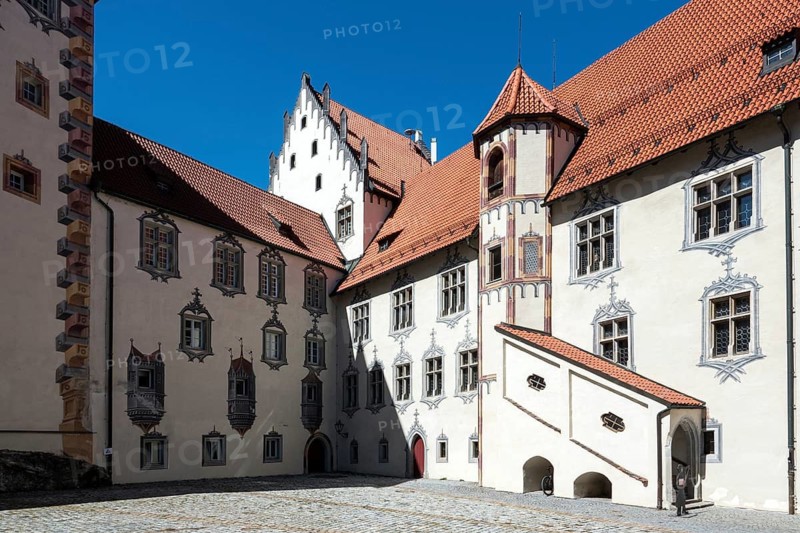 Courtyard, Hohes Schloss, Füssen, Ostallgäu, Allgäu, Bavaria, Germany