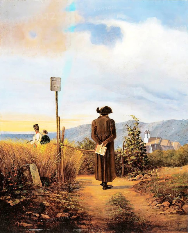 The Forbidden Path, Painting by Carl Spitzweg, Historic, digitally restored reproduction from a 19th century original, Record date not stated