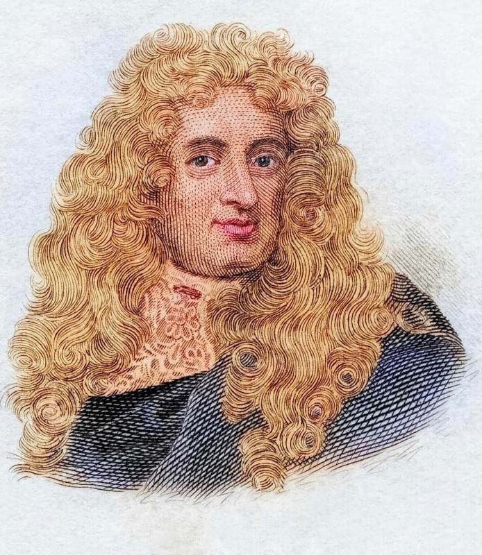 Samuel Pufendorf, from 1694 Baron von Pufendorf, (born 8 January 1632 in Dorfchemnitz, Amt Stollberg, died 26 October 1694 in Berlin), was a German philosopher of natural law, legal historian and expert on constitutional and international law at the beginning of the Age of Enlightenment, coloured woodcut from Crabbe's Historical Dictionary from 1825, Historical, digital reproduction